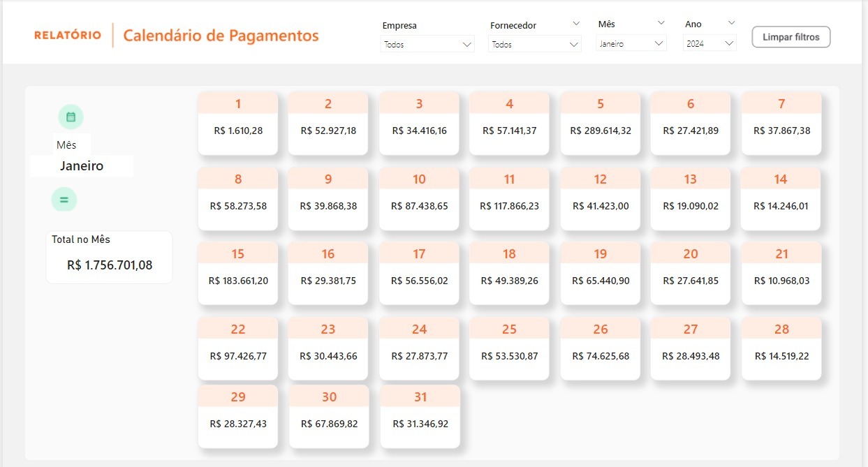 Calendario de Pagamentos